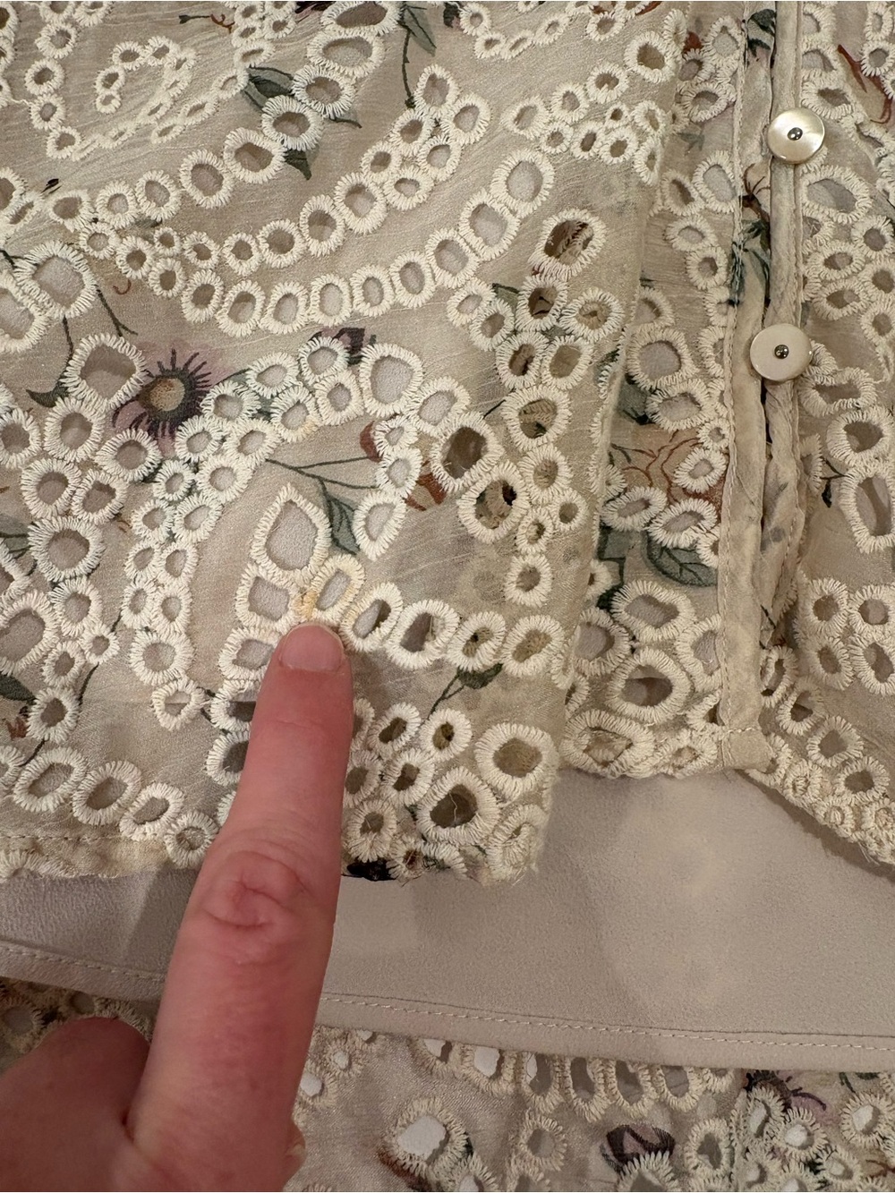 Veronica Beard Mayam Eyelet Ruffle Sleeve V-Neck Top - Cream - 4 - Picture 7 of 14